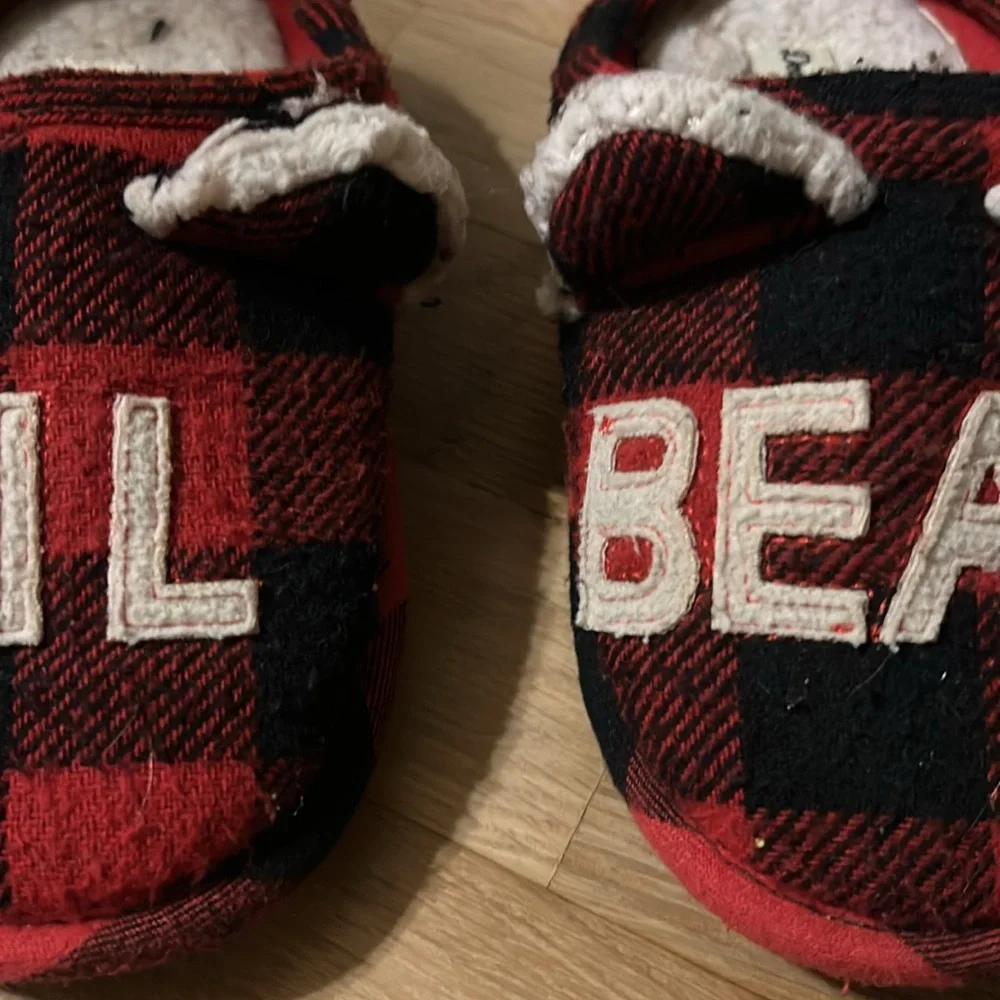 Red and Black Plaid Lil Bear Slippers